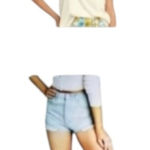 Wild Fable  Light Blue Denim Shorts Sz 6  & Eco Warrior White Tee Sz M Photo 0