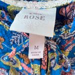 Knox Rose Blue Floral Paisley Front Tie Keyhole Ruffle Sleeve Top Medium Y2K Photo 2