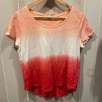 Cute ombre starburst sun goddess linen flowy top short sleeve Pure Collection Orange Size M Photo 0