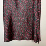 Dip Skirt Floral Print Midi Straight Rose Pattern Slit Black Red Medium Women Photo 4