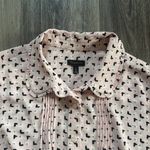 Talbots  Pink and Black Button Down Shirt Sodt Pin tuck Butterfly Shirt Photo 4