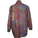 American Vintage 90s Vintage Tapestry Oversized Abstract Print Blazer Green Red Multicolor Large Photo 2