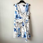 DKNY  Floral Printed Draped Front Mini Dress Blue 12 Photo 2