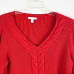 Westport  1962 Vintage Red Knit V-Neck Holiday Party Cable Knit Sweater, Size 3X Photo 4