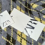 ZARA NWT Argyle Heavy Knit Cardigan Jumper Grey Green Yellow Wool Blend Photo 9