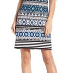 Eliza J  Womens Abstract Crew Neck‎ Short Sleeve Shift Dress Multicolor Size 8 Photo 0