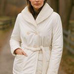 Ralph Lauren Polo  double‎ breasted white sherpa trim belted nylon jacket medium Photo 0