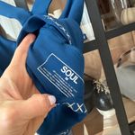 SoulCycle  sports bra embroidered contrast stitch tank criss cross back navy Photo 6