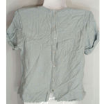 ZARA Trafaluc Collection  Mint Blue Top Women's XS Raw Hem Button Back Blouse Photo 2