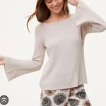 Loft Women’s Bar Bell Sleeve Taupe Long Sleeve Sweater SZ Large Photo 9