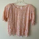 Sequined Light Pink 100% Silk Blouse Made In India Size M Vintage Classy Formal Size M Photo 0