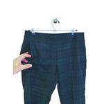 Theory  Womens Gingham Plaid Wool Trouser Pants 10 Blue Green Holiday Academia Photo 4