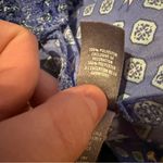 Aerie Blue Geometric Crown Print High Rise Straight Leg Silky Pants Sz M Photo 7