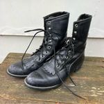 VTG 80s 90s Roy Cooper black lace up roper cowgirl western boots kilte fringe 8M Size 8 Photo 2
