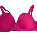 VADALALA Elegant Barbie Pink Lace Bra Lace Detail Underwire Padded Bra Size 42 D Photo 2