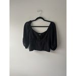 Abercrombie & Fitch Abercrombie & Fitch Black Puff Sleeve Crop Top Size Small Photo 1