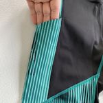 ASICS  D1 Leggings Womens XS Athletic Side Pockets Black Green Stripes Activewear Photo 1