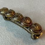 Vintage Heart Bar Style Barrette Hair Clip Gold Brass Tone w/ patina Hearts Photo 0