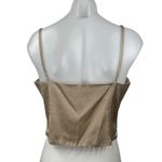 ZARA Women's Gold Tan Satin Sleeveless Cami Camisole Cowl Neck Crop Tank Top L Photo 2