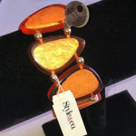 Style & Co . Coral Orange Resin Shell Chunky Retro Stretchy Bracelet Photo 1