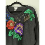 Victoria Jones NWT Floral Sequin Vintage Dolman Sleeve Knit Sweater Size Medium Photo 3