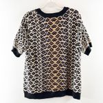 Maeve Anthropologie Ellinor Short Sleeve Leopard Sweater Brown Black XL Photo 4