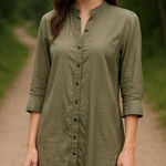 Esprit  De Corp Army Green Utility Tunic Mini Dress Size 6 – Sheer Gorpcore Boho Photo 0