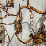 Hippocampe Blouse Top Womens M Cream Chain Print 3/4 Sleeve Old Money Equestrian Size M Photo 3