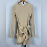 superdown Revolve  Nude Dana Ribbed Long Sleeve‎ Wrap Mini Dress Photo 2
