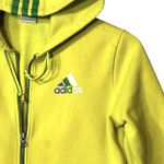 Adidas  Hoodie Womens Medium Yellow Full Zip 3-Stripes Thumbholes Sweatshirt Photo 8