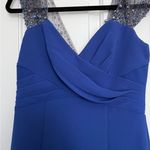 Theia Royal Blue High Low Dress with Embellished Sleeves Size 8 Photo 10