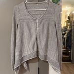 Free People Never Again Hook & Eye Cardigan Sweater Gray Cotton Linen Small Photo 3
