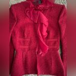 Giambattista Valli red tweed blazer silk ruffle collar, NWOT 40 Size XS Photo 1
