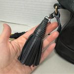 Nordstrom Black Pebbled Leather Crossbody Handbag Purse Bag Fringe Tassel Photo 1