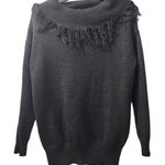 Fantastic Fawn  Fringe Collar Sweater Pullover‎ Knit Top Gray Size S Photo 0