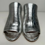 Pour La Victoire  Silver Crocodile Slip-On Open Toe Heels Size 6 Photo 1