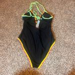 Live Poppytown Beach Black One Piece Swimsuit Criss Cross Halter Neck Women's Size M Photo 1