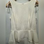 Cachet Cream Peplum Dress with Rhinestone Detail Photo 5