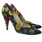 Stuart Weitzman Colorful Polka Dot printed silk heels 7B/M Vintage Photo 0