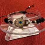 New Hamsa Hand of God enamel bracelet with crystals & pull string Black Photo 1