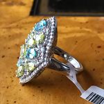 Natural Sava Sphene Apatite Sterling Silver Cocktail Ring Size 6 Blue Photo 7