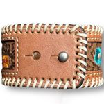 Justin Boots Justin Western Genuine Leather Cuff Bracelet Floral Tooled Embroidered Cowgirl Photo 2