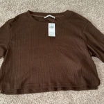Abercrombie & Fitch NWT! - Long-Sleeve Cozy Rib Crew Top - Dark Brown, Medium Photo 0