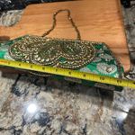 Evening Bag Beaded Sequin Clutch India Purse Green Gold Prom Formal Photo 8