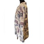 Stunt Vintage Silk Geometric Patchwork Autumn Fall Leaf Floral Button Up Top Photo 4