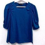 Veronica Beard  Jeans Blue Ruched 3/4 Sleeve Top in Size M Photo 0