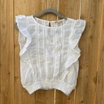 Elan White Sleeveless Ruffled Smocked Blouse Photo 3
