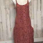 Spellbound NYC Boho Maxi Dress XL Brown Embroidered Button Front Rayon Pink Photo 0