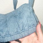 We Wore What  Blue New Without Tag Tie Halter Ribbed Bra Top Photo 3