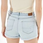American Eagle  Mom Short Distressed Destroyed Stretch High Rise Light Blue 8 Photo 1